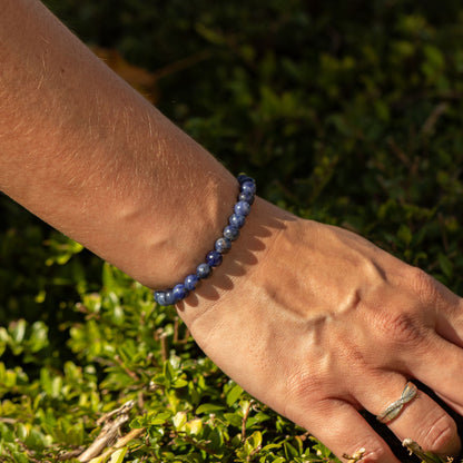 Bracelet Sodalite Bleue Perles 6 mm – Élastique, 17 cm