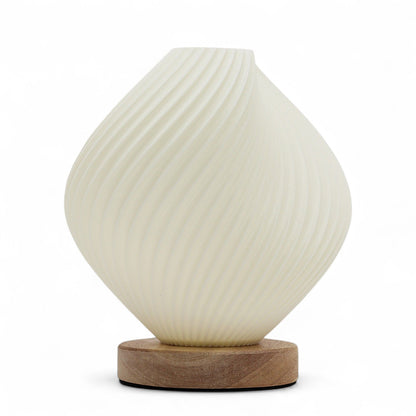 Lampe de Chevet Coquillage – Veilleuse USB-C à Socle Bois, 3 Intensités
