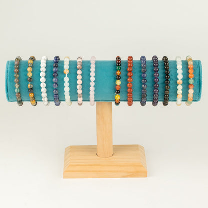 Bracelet Obsidienne Dorée Perles 6 mm – Élastique, 17 cm