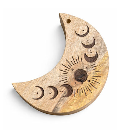 Boîte croissant de lune ouverte, couvercle coulissant et bijoux