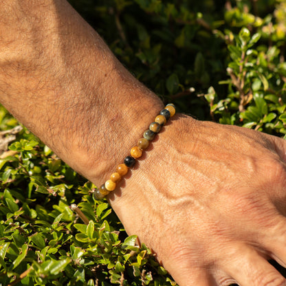 Bracelet Œil de Tigre Perles 6 mm – Élastique, 17 cm