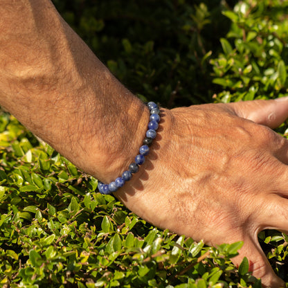 Bracelet Sodalite Bleue Perles 6 mm – Élastique, 17 cm
