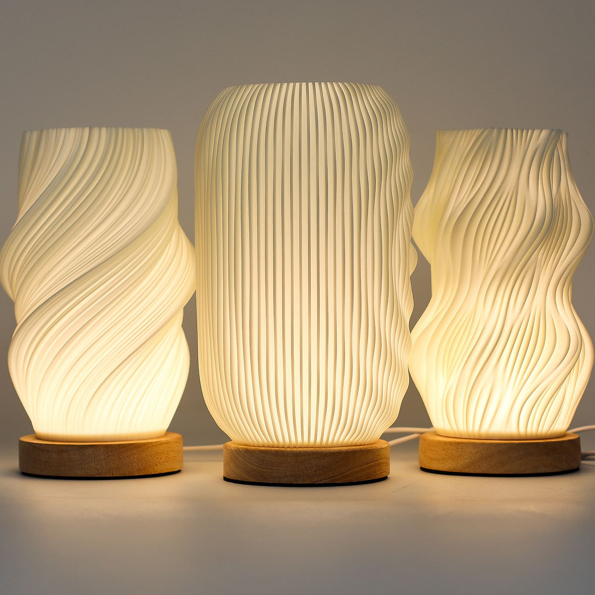 Lampe de Chevet Étoile Torsadée – Veilleuse USB-C à Socle Bois