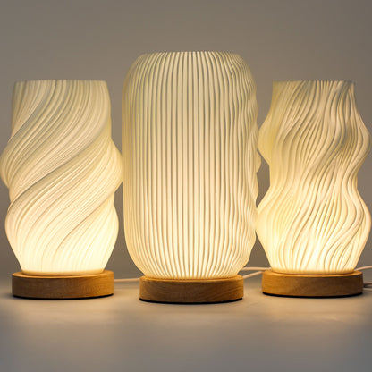 Lampe de Chevet Étoile Torsadée – Veilleuse USB-C à Socle Bois