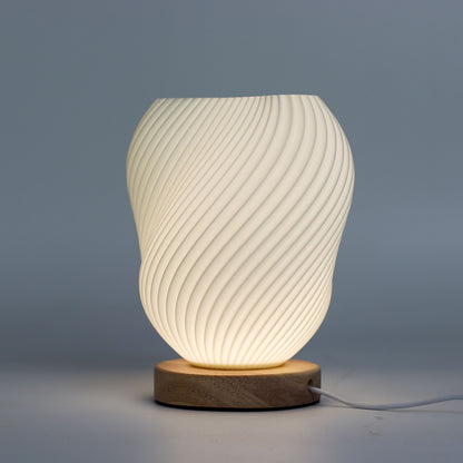 Lampe de Chevet Coquillage – Veilleuse USB-C à Socle Bois, 3 Intensités