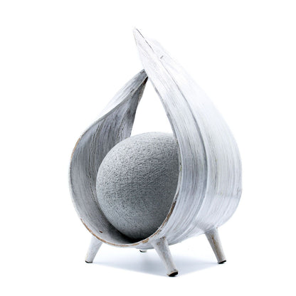Lampe à Poser en Feuille de Cocotier – Blanchie, Fait Main à Bali