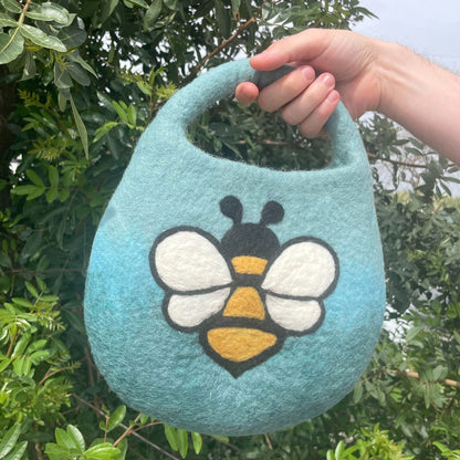 Sac en Feutre Abeille à Anse Magnétique – Bleu-Vert