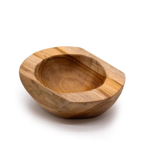 Bol en teck massif de forme naturelle, 20 cm