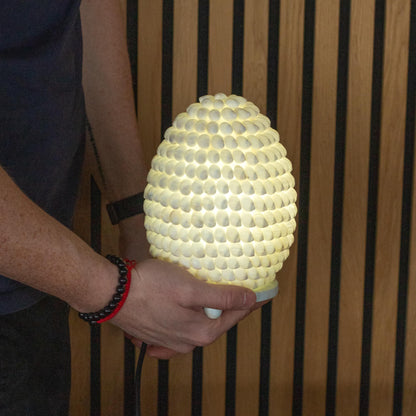 Lampe à Poser en Coquillages Naturels – Ovale Bohème 15 cm