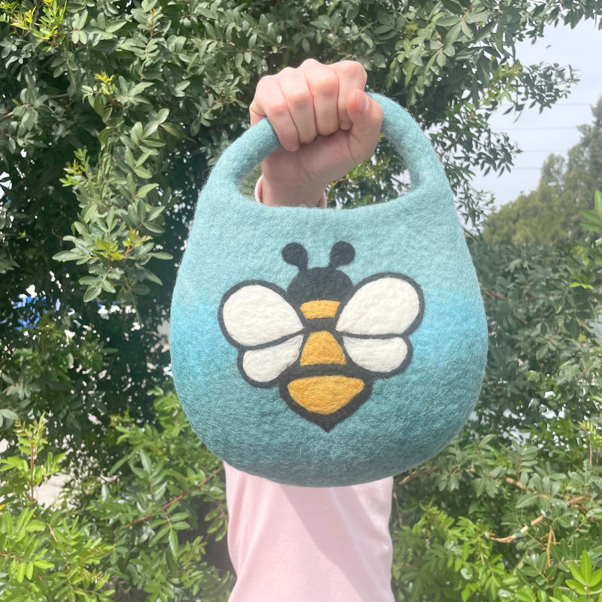 Sac en Feutre Abeille à Anse Magnétique – Bleu-Vert