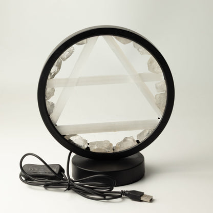 Lampe Halo Cristal de Roche & Sélénite – Symbole Air