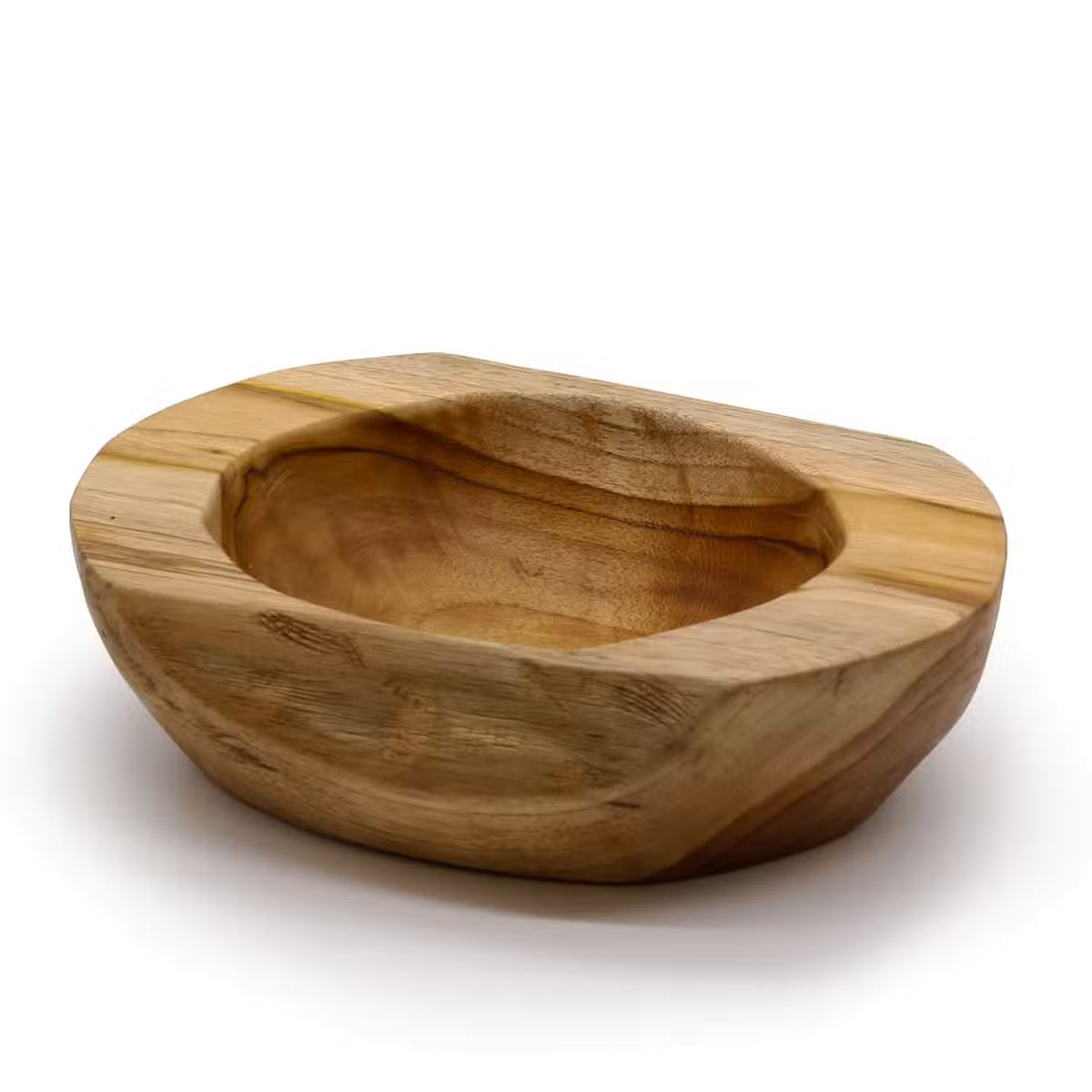 Bol en teck massif de forme naturelle, 24 cm