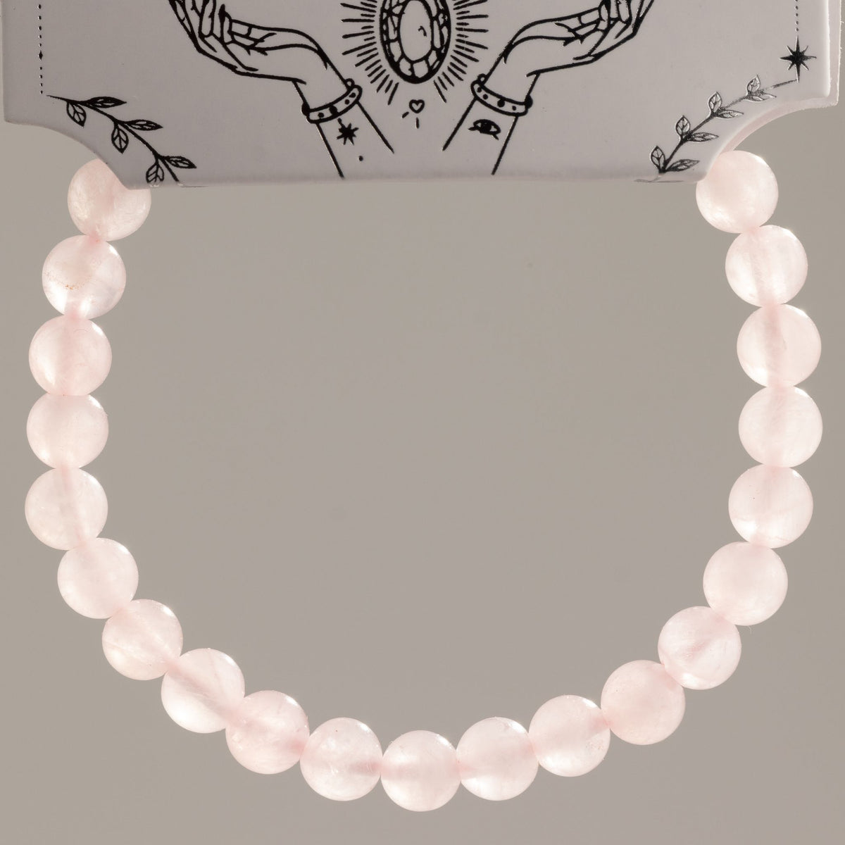 Bracelet Quartz Rose Perles 6 mm – Élastique, 17 cm