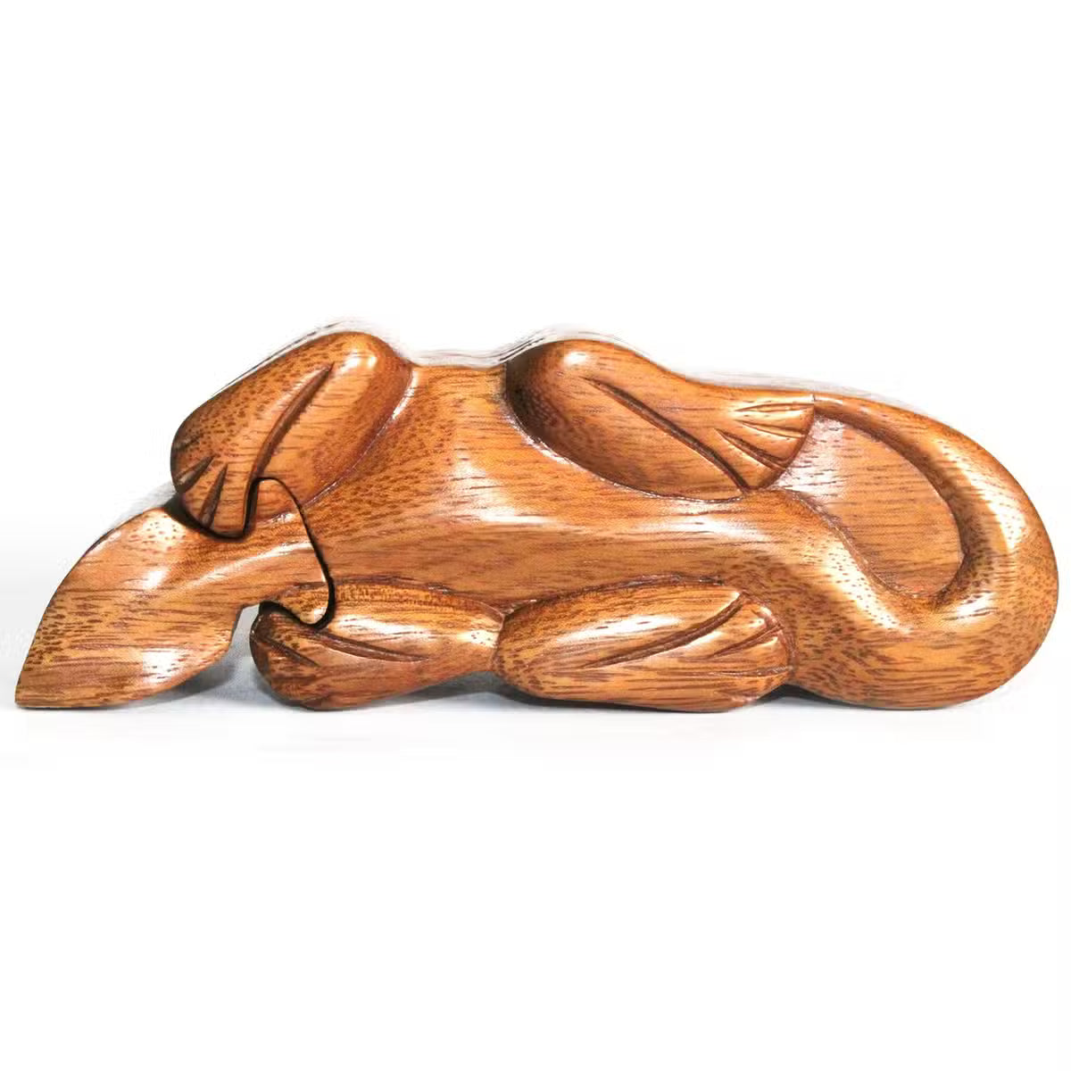 Boîte-puzzle en bois sculpté de Bali en forme de gecko