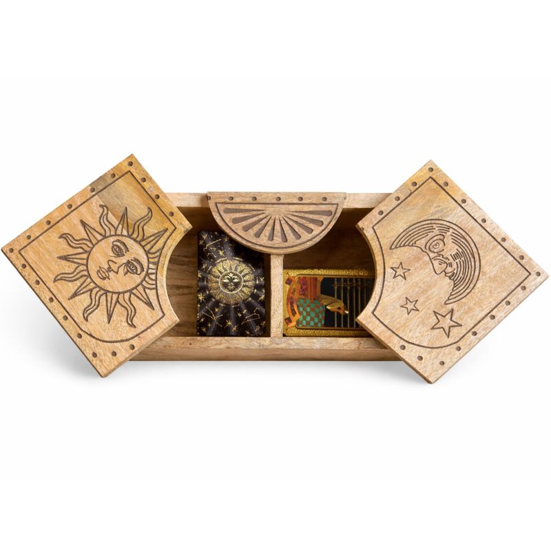 Boîte de tirage Soleil & Lune vue de dessus, couvercles fermés