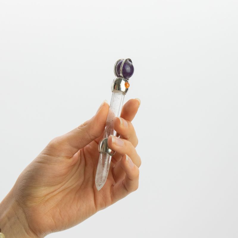 Pointe en quartz de la baguette Prisme Céleste, vue rapprochée