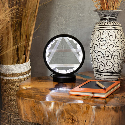 Lampe Halo Cristal de Roche & Sélénite – Symbole Air