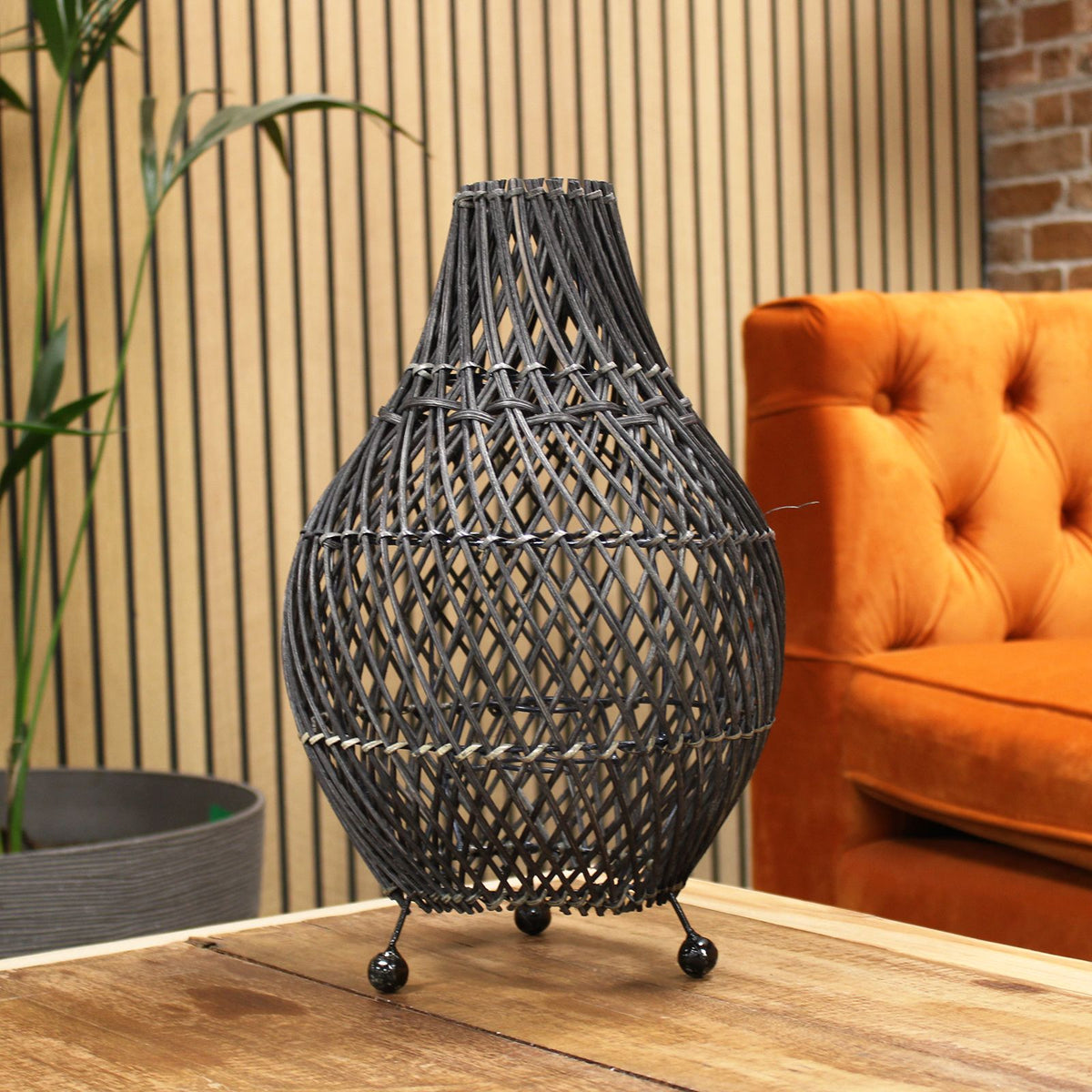 Lampe à Poser en Rotin Tressé – Naturel, 40 cm