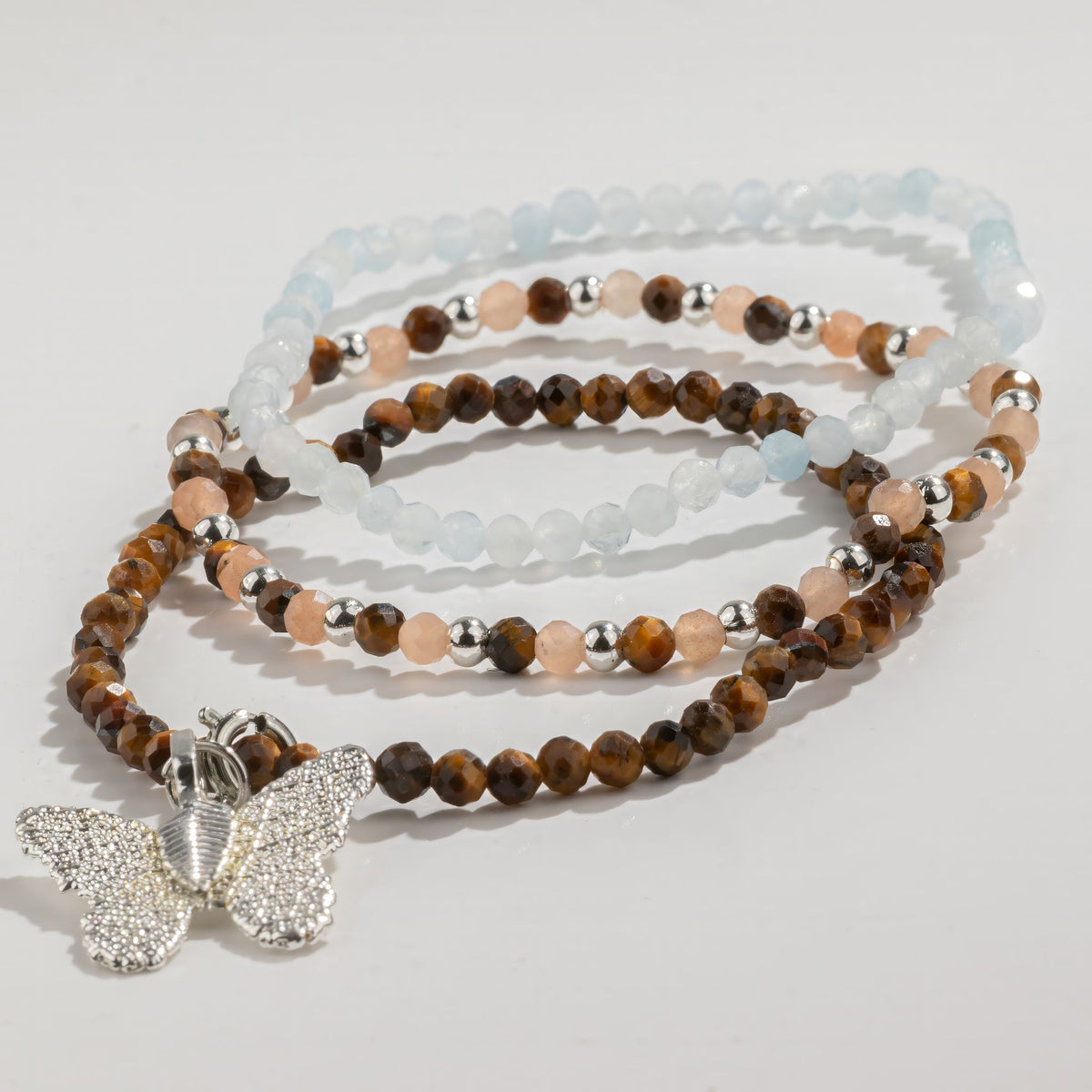 Coffret 3 Bracelets en Pierres Naturelles – Coucher de Soleil sur la Mer