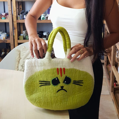 Grand Sac en Feutre Chat Grognon