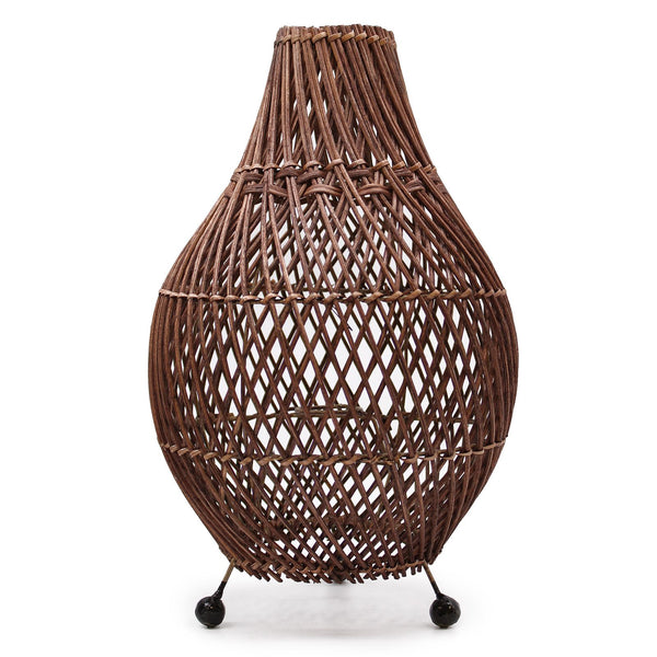 Lampe à Poser en Rotin Tressé – Brun Foncé, 40 cm