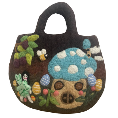 Sac en Feutre Jardin Féerique – Feutré à l'Eau, 35 × 27 cm