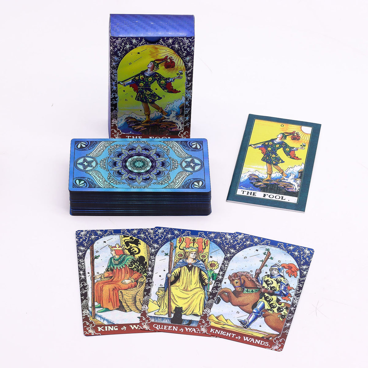 Jeu de Tarot 78 Cartes Mandala – Dorure Bleue et Or, avec Livret
