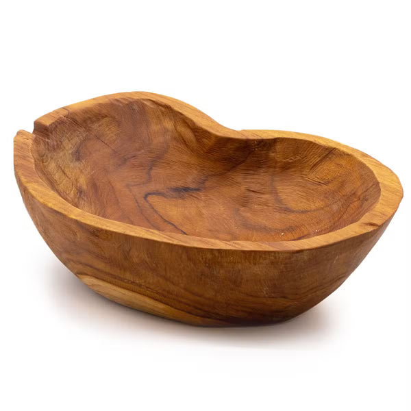 Coupe en teck massif brut de forme libre, 31 cm