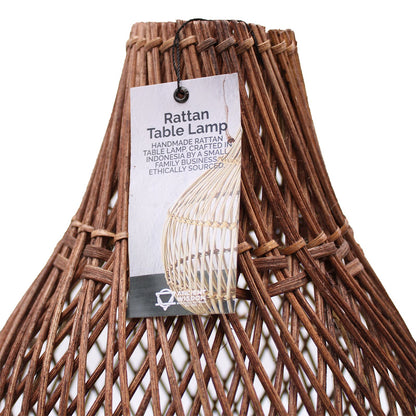 Lampe à Poser en Rotin Tressé – Brun Foncé, 40 cm
