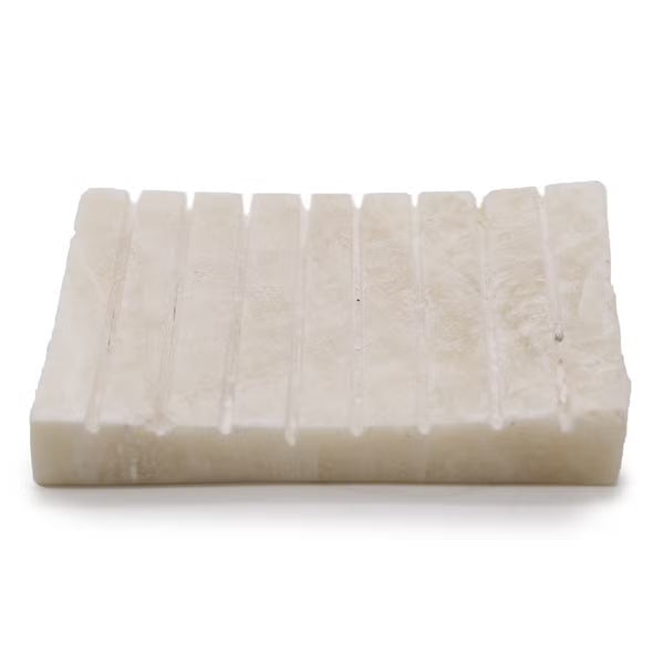 Porte-savon nervuré en onyx blanc