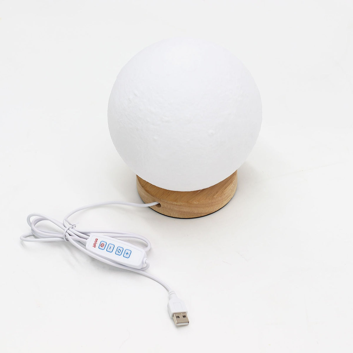 Lampe de Chevet Lune – Veilleuse USB-C à Socle Bois, 3 Intensités