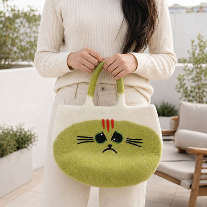 Grand Sac en Feutre Chat Grognon
