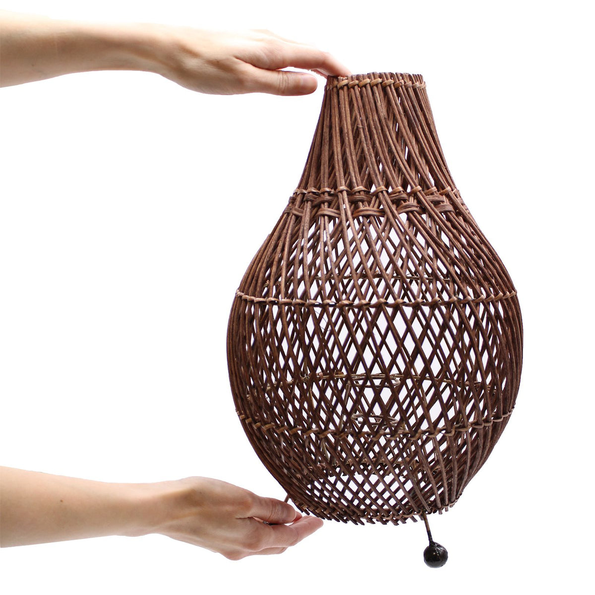 Lampe à Poser en Rotin Tressé – Brun Foncé, 40 cm