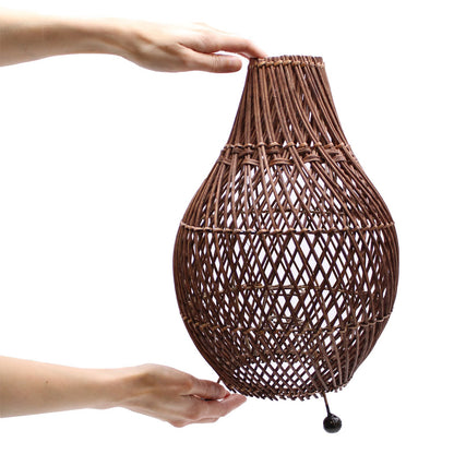 Lampe à Poser en Rotin Tressé – Brun Foncé, 40 cm