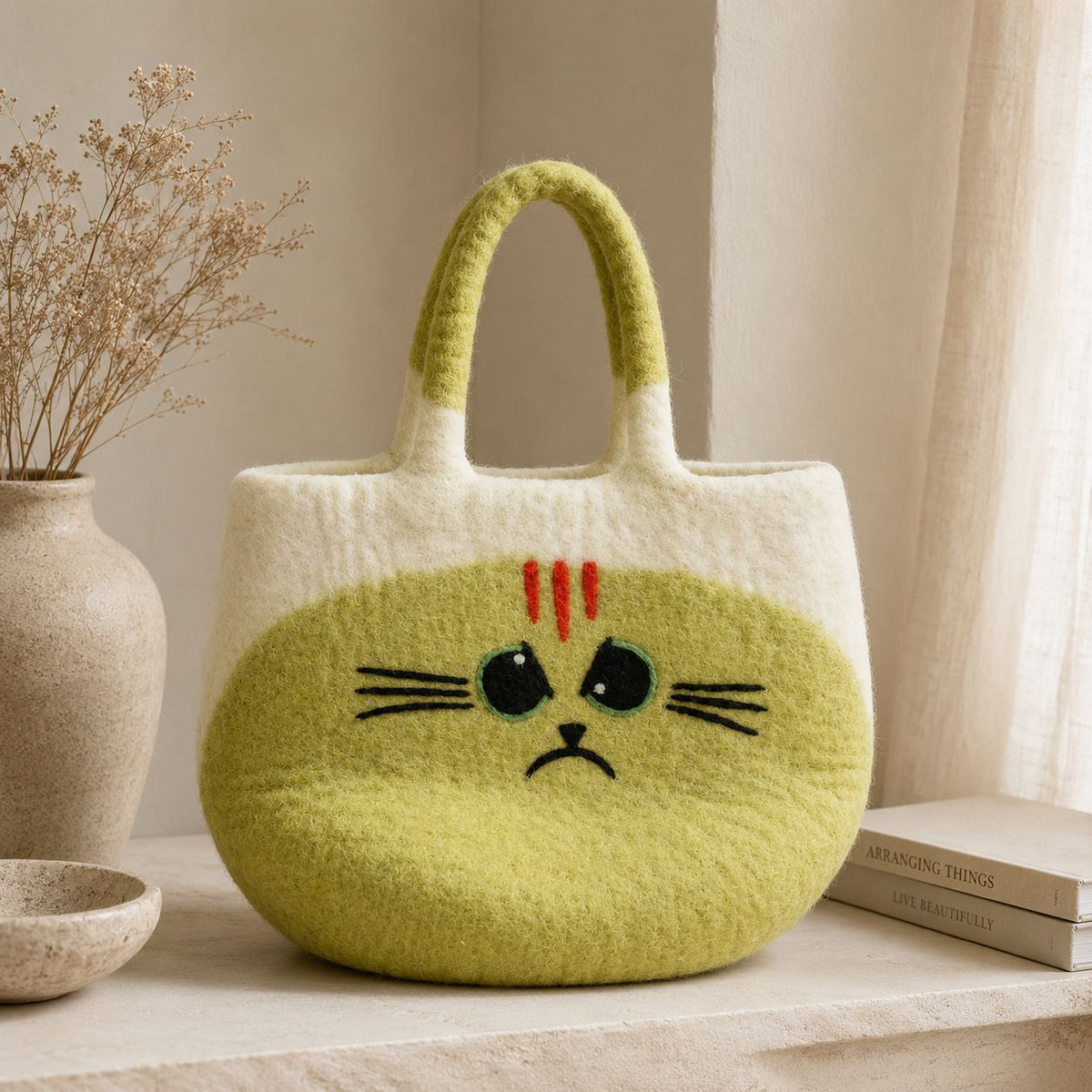 Grand Sac en Feutre Chat Grognon