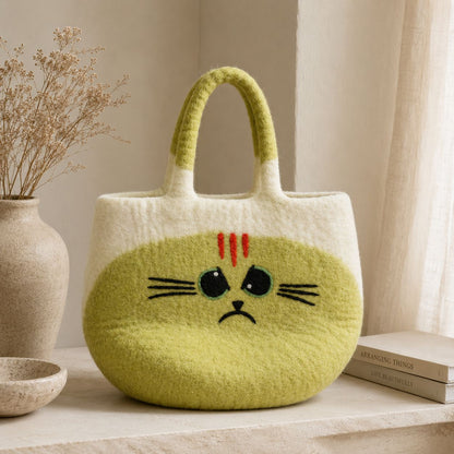 Grand Sac en Feutre Chat Grognon