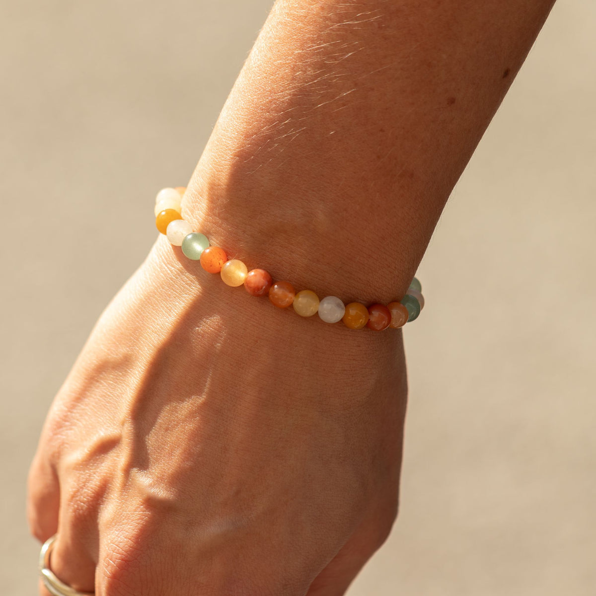 Bracelet Agate Arc-en-Ciel Perles 6 mm – Élastique, 17 cm