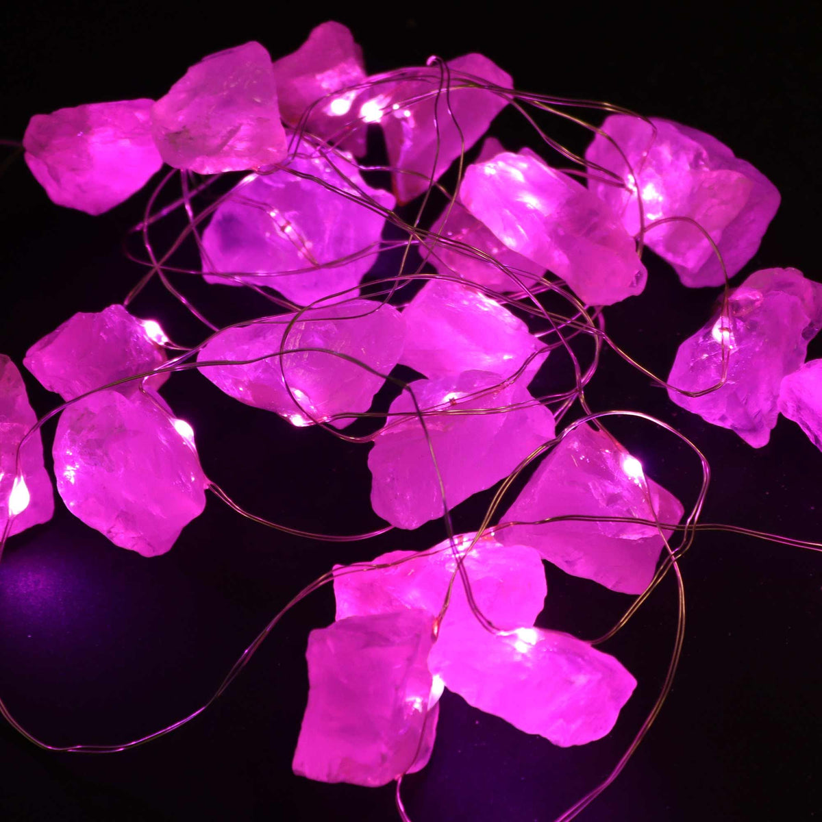 Guirlande Lumineuse en Quartz Rose – Pierres Naturelles, 2,27 m USB