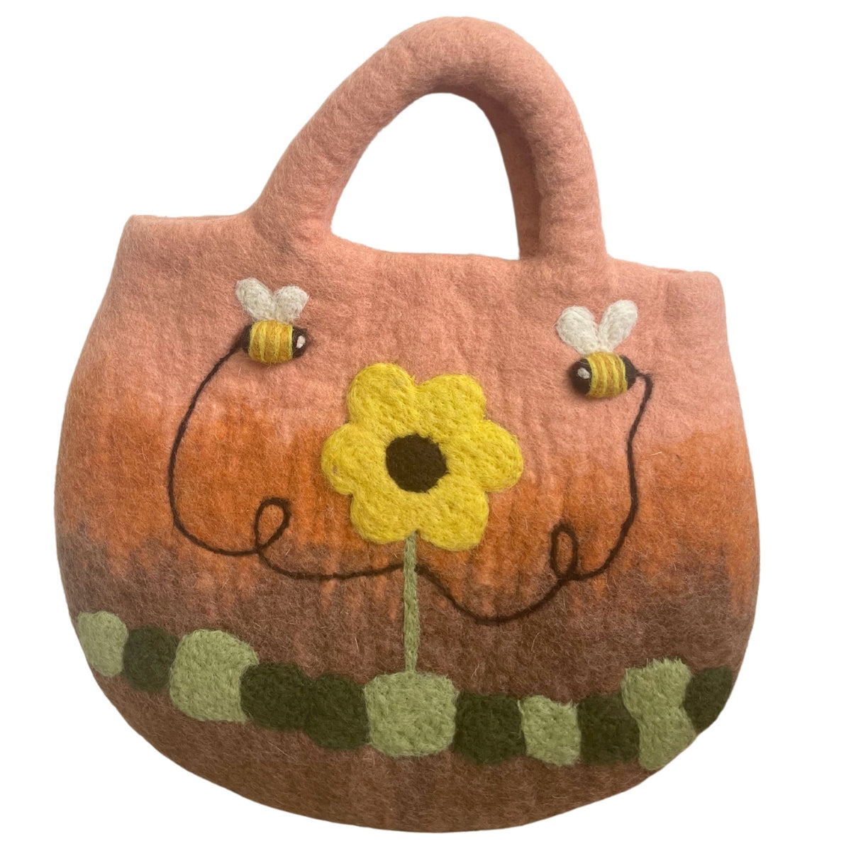 Sac en Feutre Tournesols & Abeilles – Feutré à l'Eau, 35 × 27 cm