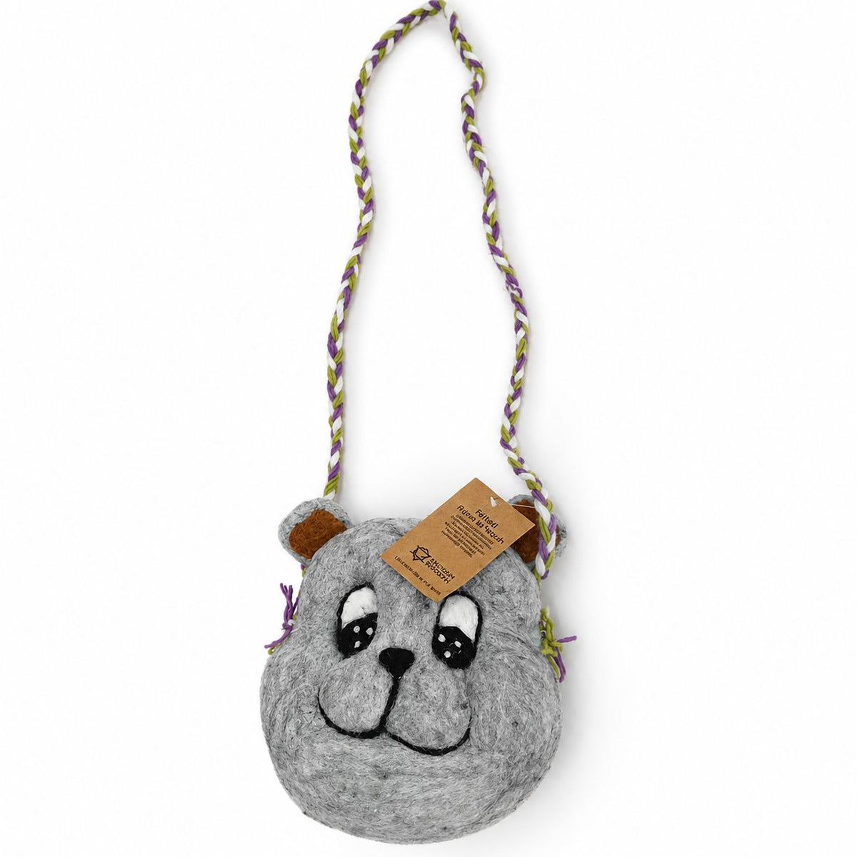 Petit Sac en Feutre Ours – Bandoulière en Perles