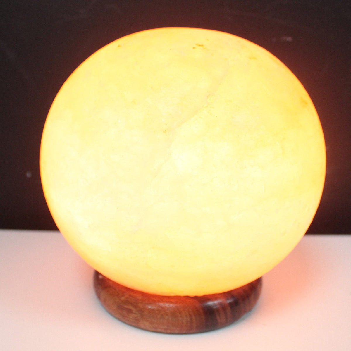 Lampe de Sel de l'Himalaya Boule 15 cm – Grand Socle en Bois