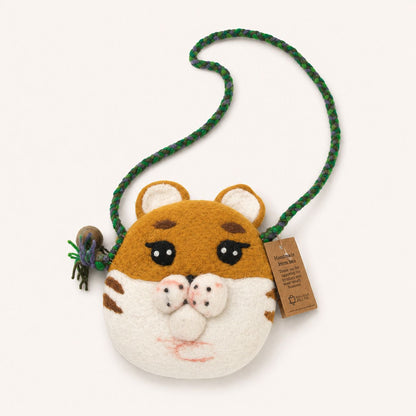 Petit Sac en Feutre Tigre – Bandoulière en Perles