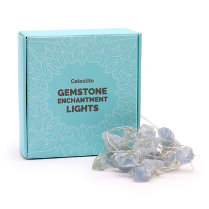 Guirlande Lumineuse en Célestine – Pierres Naturelles, 2,27 m USB