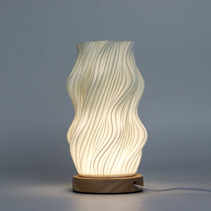 Lampe de Chevet Étoile Torsadée – Veilleuse USB-C à Socle Bois