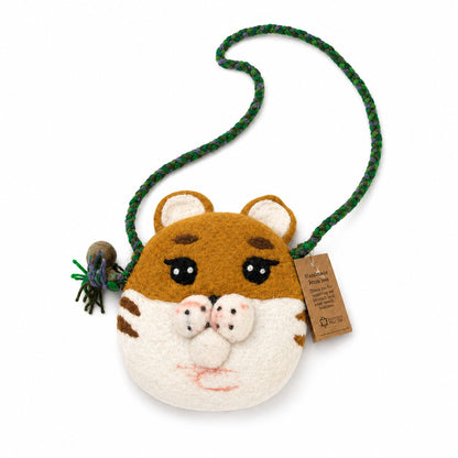Petit Sac en Feutre Tigre – Bandoulière en Perles