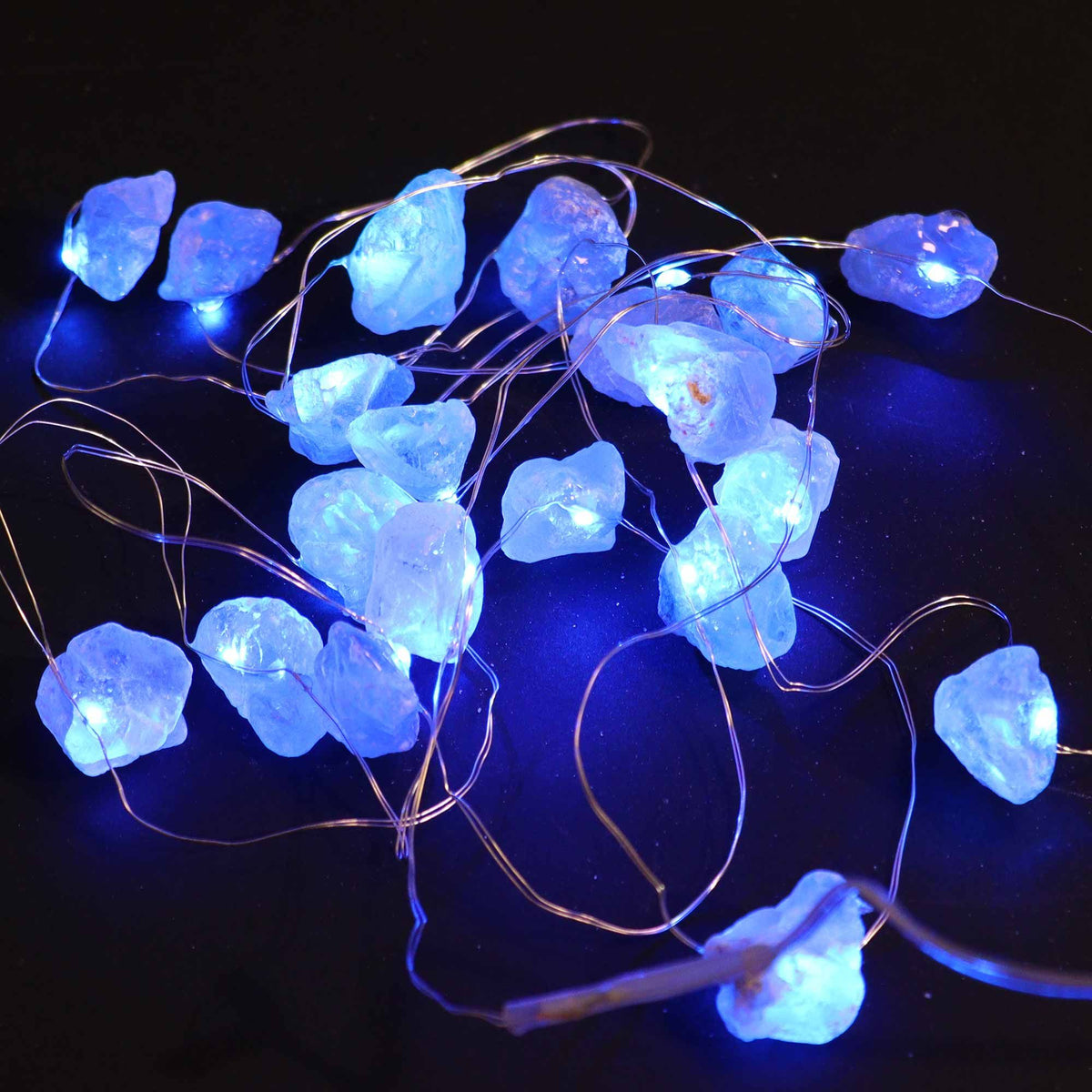 Guirlande Lumineuse en Célestine – Pierres Naturelles, 2,27 m USB