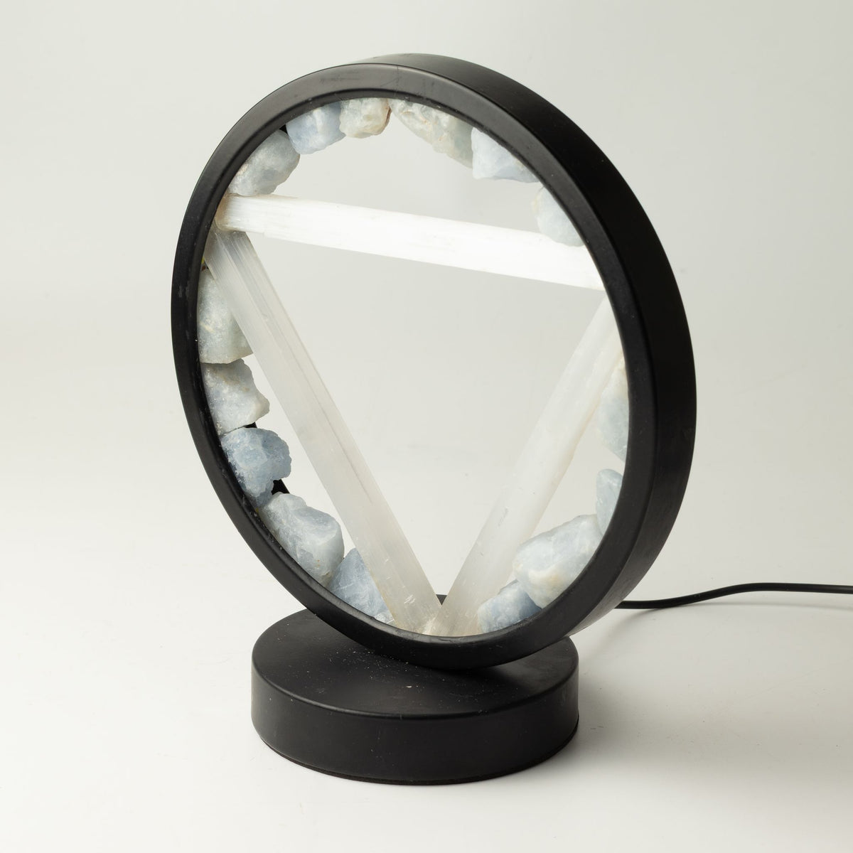 Lampe Halo Aigue-Marine & Sélénite – Symbole Eau