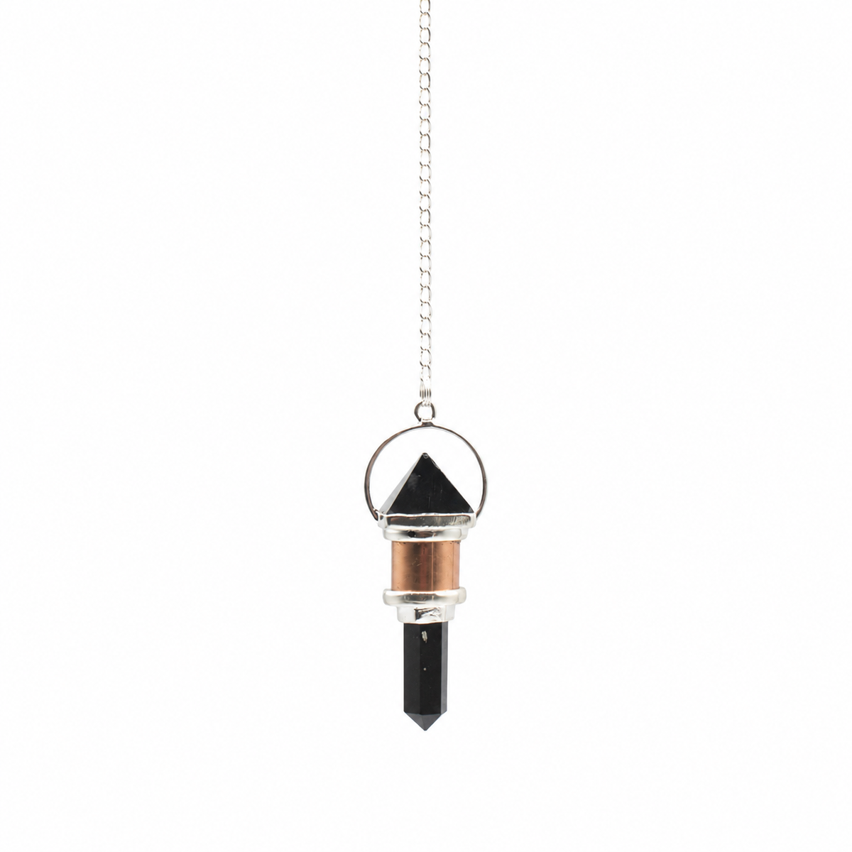Pendule à corps de cuivre ouvragé avec obsidienne noire