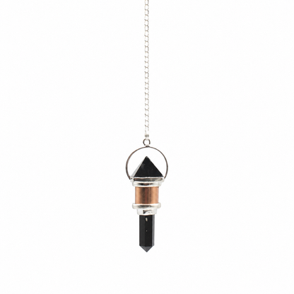 Pendule à corps de cuivre ouvragé avec obsidienne noire