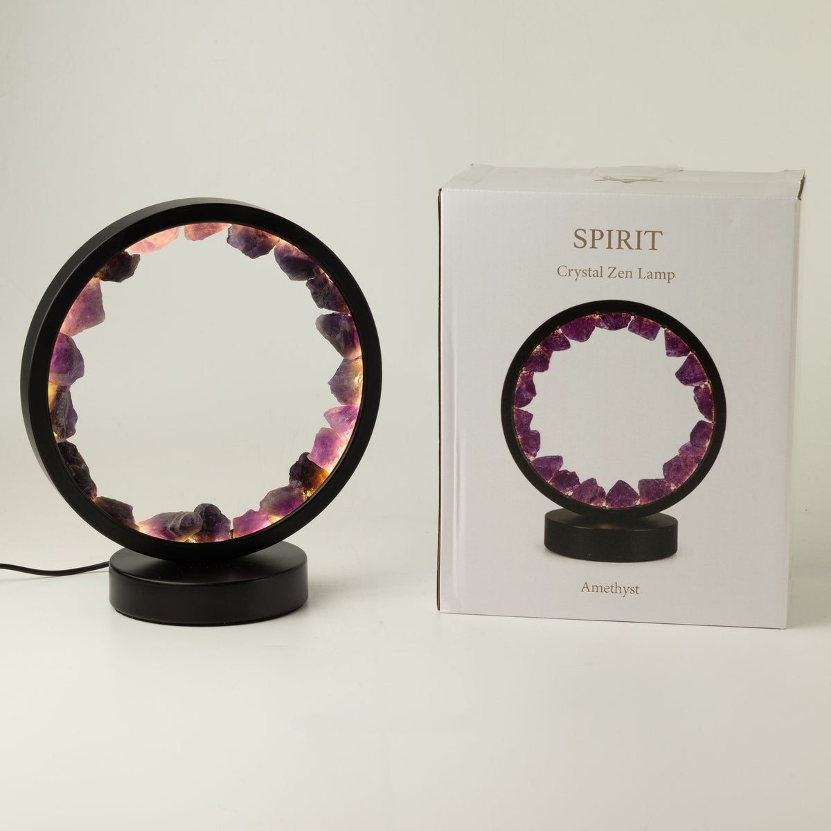 Lampe Halo en Améthyste Brute – Cercle Lumineux USB